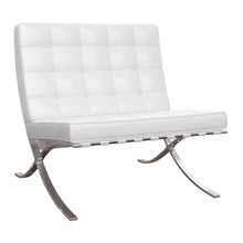Load image into Gallery viewer, Italian Leather Tufted Lounge Chair - White And Silver
