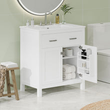 Load image into Gallery viewer, Bathroom Vanity With Ceramic Sink, Modern Single Bathroom Cabinet With 2 Doors And A Shelf, Soft Close Doors
