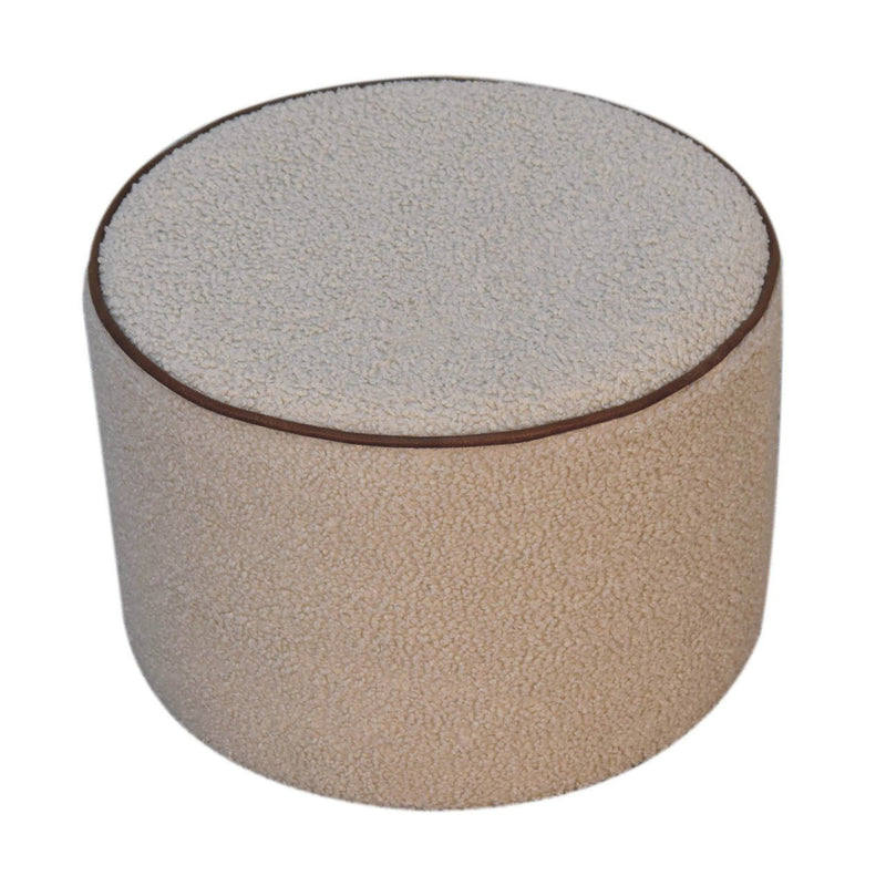 Boucle Round Footstool - Cream