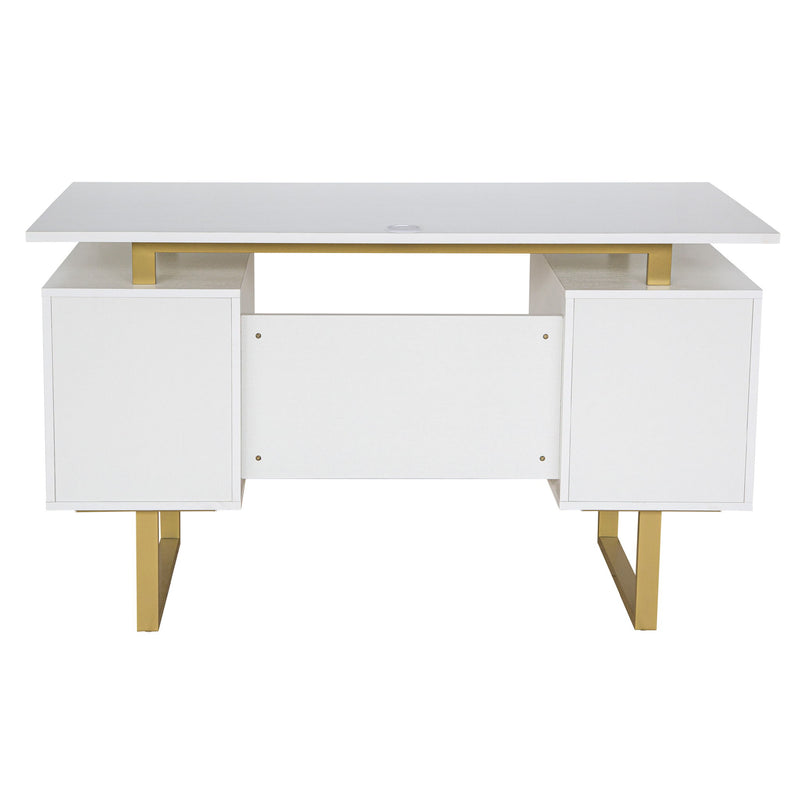 Computer Desk With Two Drawers - White / White