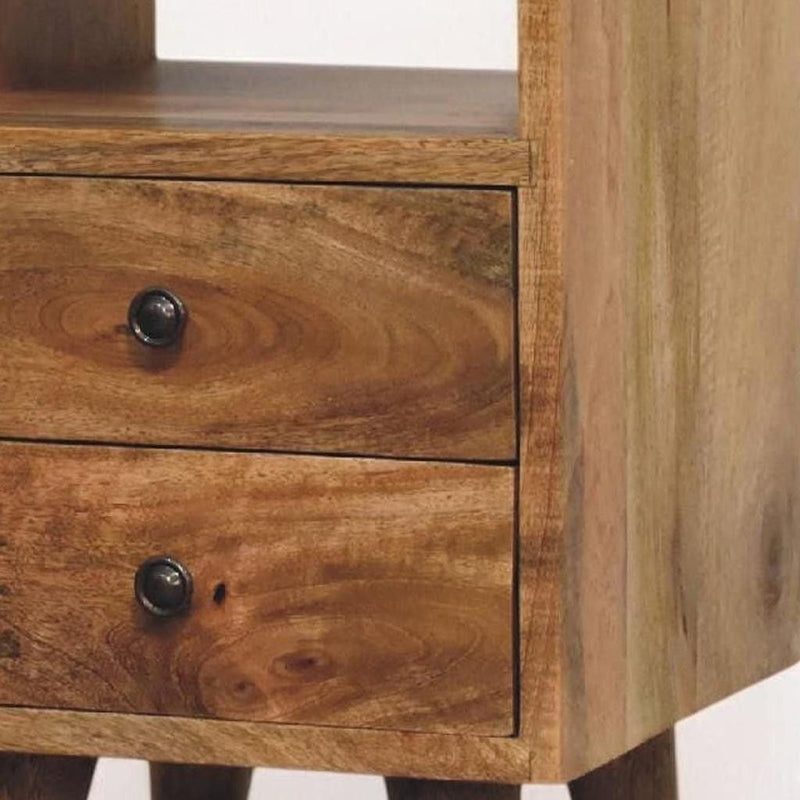 20" Solid Wood Two Drawer Nightstand For Bedroom - Oak