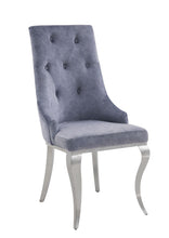 Load image into Gallery viewer, Tufted Upholstered Fabric Dining Side Chairs (Set of 2) - Gray / Silver
