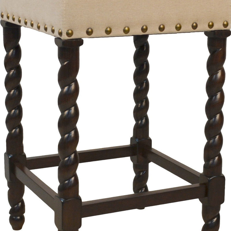 Backless Counter Height Bar Chair With Footrest 24" - Cream and Espresso