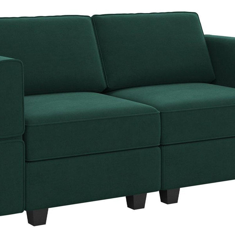 Velvet Modular Loveseat With Storage - Green And Black