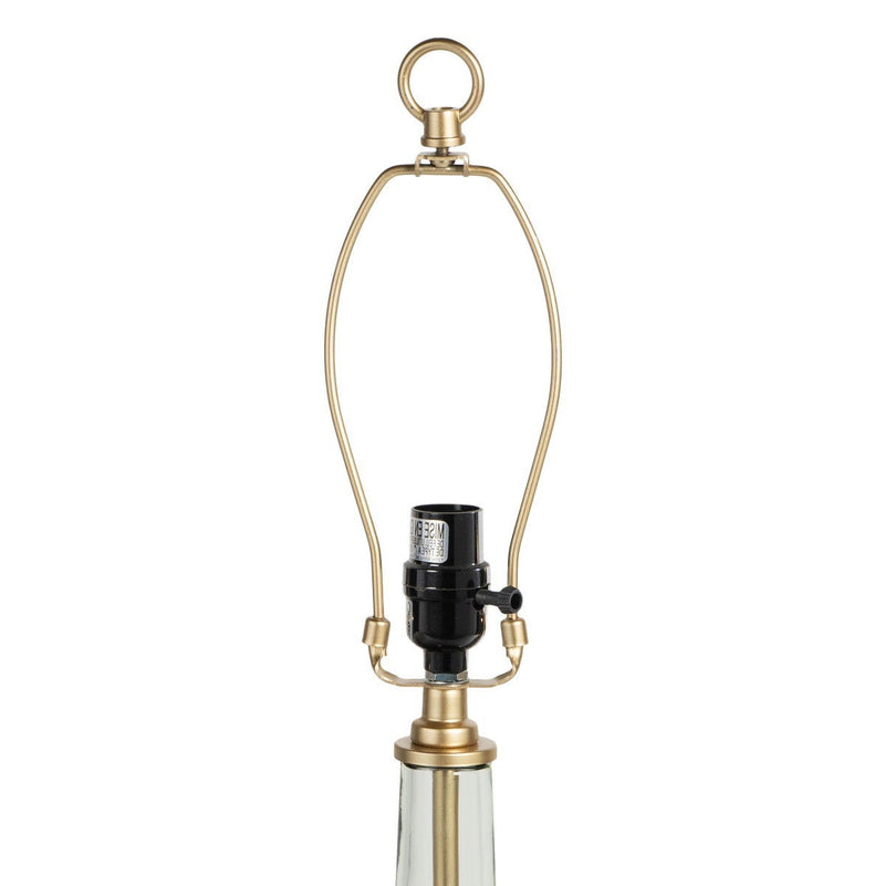 Glass LED Table Lamp With Drum Shade - Clear Beige