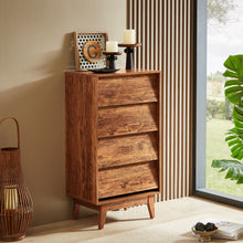 Load image into Gallery viewer, Vintage Style 4 Drawer Double Dresser With Bevel Design - Brown
