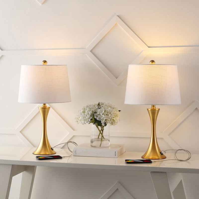 Novelty Table Lamps LED With Empire Shades (Set of 2) - Brass