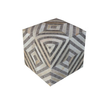 Load image into Gallery viewer, Hair on Hide Cube Geometric Pouf Ottoman - Gray And Beige
