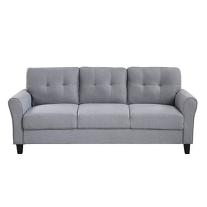 Modern Living Room Sofa Set Linen Upholstered Couch Furniture for Home or Office ,Light Grey-Blue,(1+3-Seat,Old Sku:SG000371AAA)