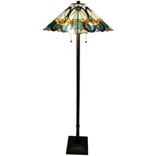 Load image into Gallery viewer, Two Light Traditional Shaped Floor Lamp With Brown And Blue Stained Glass Cone Shade - Brown
