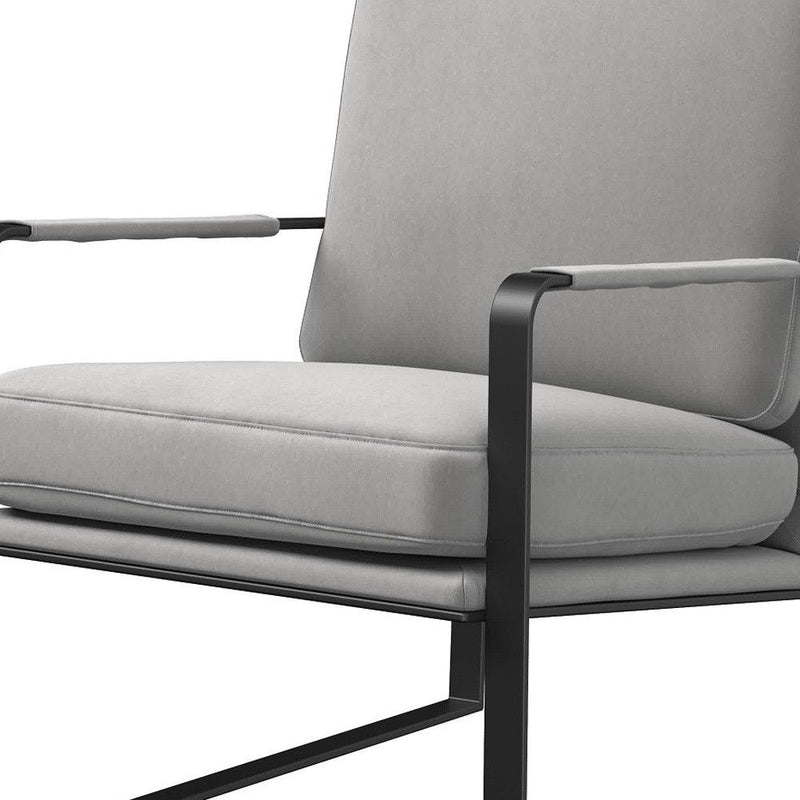 35" Contemporary Velvet And Metal Lounge Chair - Gray