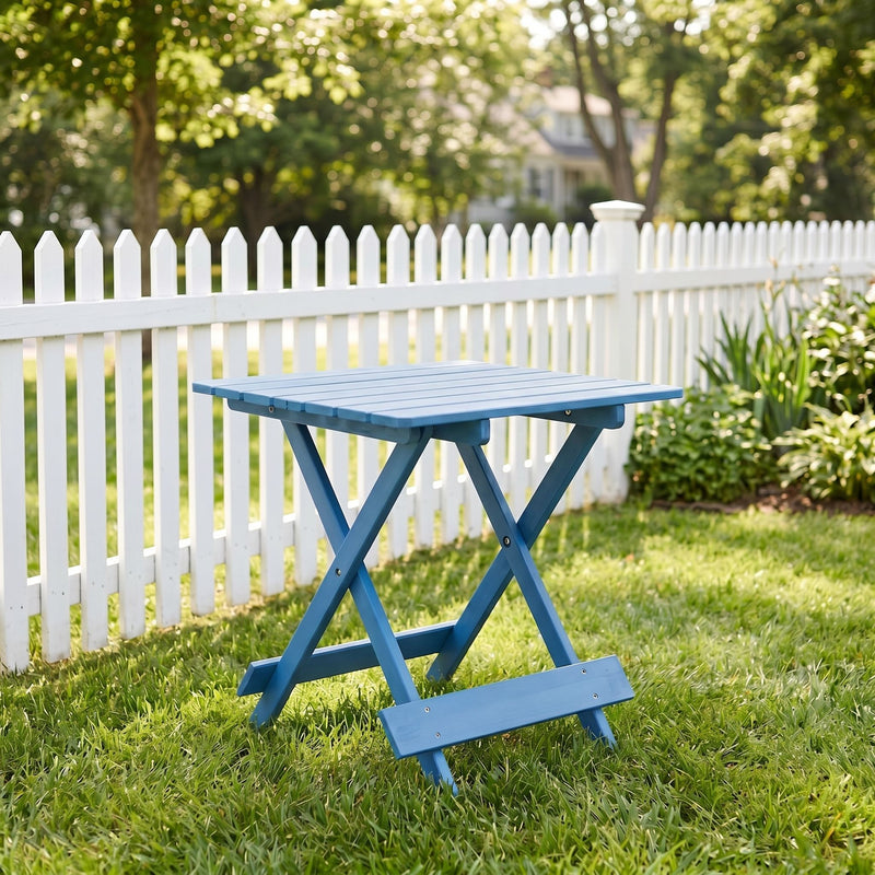 Folding Square Table For Backyard - Blue