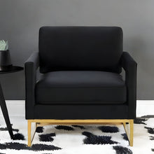 Load image into Gallery viewer, Velvet Arm Chair - Black / Gold
