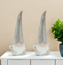 Load image into Gallery viewer, Fairy Christmas Standing Gnome Tabletop Sculpture (Set of 2) - Gray / Beige
