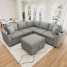 Load image into Gallery viewer, Sectional Sofa Convertible Pull-Out Sofa Bed With A Movable Storage Ottoman For Living Room
