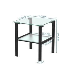 Load image into Gallery viewer, Glass Two Layer Tea Table, Small Round Table, Bedroom Corner Table, Living Room Side Table, Transparent (Set of 2) - Black

