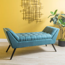 Load image into Gallery viewer, Modern Fabric Bench With Padded Seat And Wide U Shape Design - Teal
