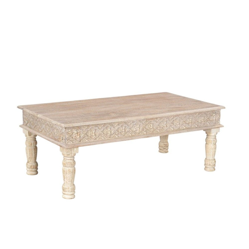 Solid Wood Distressed Coffee Table - Beige