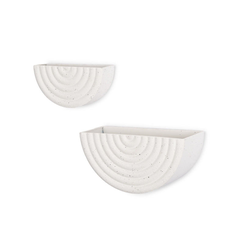 Geometric Half Moon Wall Planters (Set of 2) - White