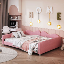 Load image into Gallery viewer, Upholstered Daybed, Sherpa Fabric Sofabed With Cloud-Shaped Backrest
