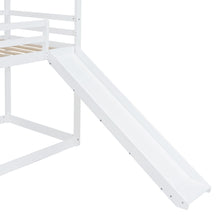 Load image into Gallery viewer, Twin Over Twin Bunk Bed with Roof, Slide and Ladder, White
