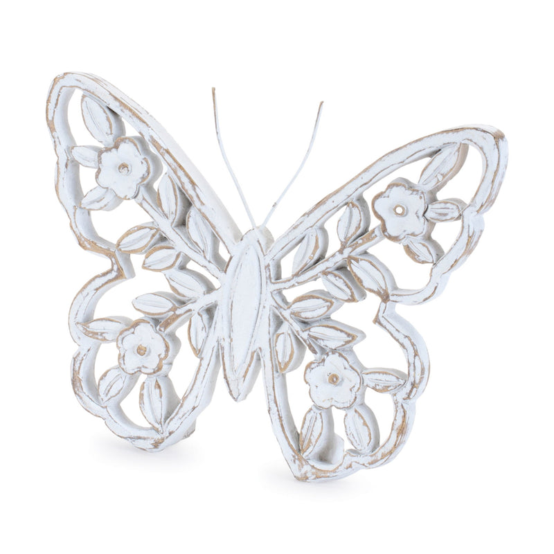 Poly Butterfly Tabletop Sculptures (Set of 2) - White / White