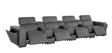 Load image into Gallery viewer, Top Grain Leather Reclining Metal USB Sofa (720423) - Dark Gray
