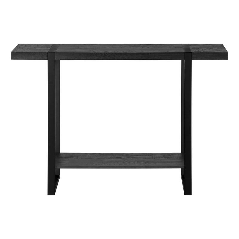 47" Wood And Metal Distressed Sled Console Table With Shelf - Black