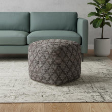 Load image into Gallery viewer, Cotton Leather Geometric Cube Pouf Ottoman - Brown / Gray
