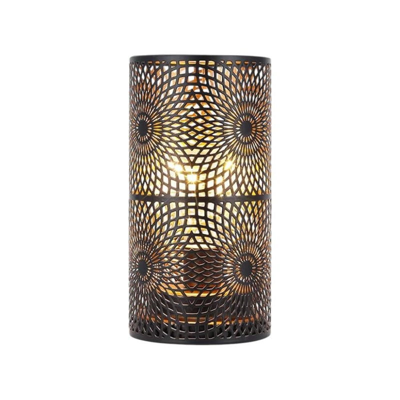 Pierced Novelty Desk Lamp With Cylinder Shade - Black