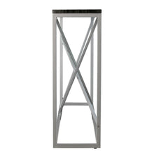 Load image into Gallery viewer, Faux Stone Frame Console Table - Black / Silver
