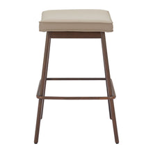 Load image into Gallery viewer, 27" Faux Leather And Steel Backless Counter Height Bar Chairs (Set of 2) - Beige / Walnut
