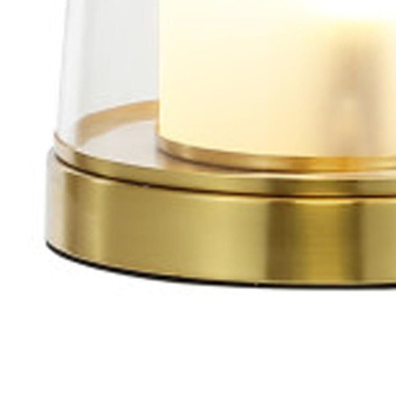 26" Lighthouse Table Lamps With Drum Shades (Set of 2) - Gold / Clear
