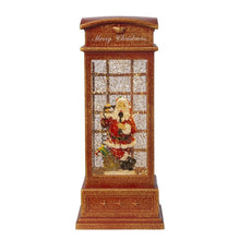 Load image into Gallery viewer, Christmas Lighted Water Spinning Phone Booth With Santa On Phone, 3*AA Batteries Required - White / Red
