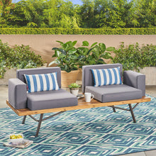 Load image into Gallery viewer, Outdoor Sofa With Cushions And Iron Legs - Dark Gray
