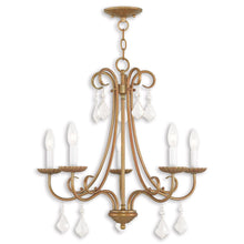 Load image into Gallery viewer, 22" Five Light Dimmable Chandelier With Shades - Antiqued Gold
