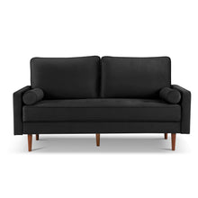 Load image into Gallery viewer, Velvet Sofa And Toss Pillows With Dark Brown Legs - Black
