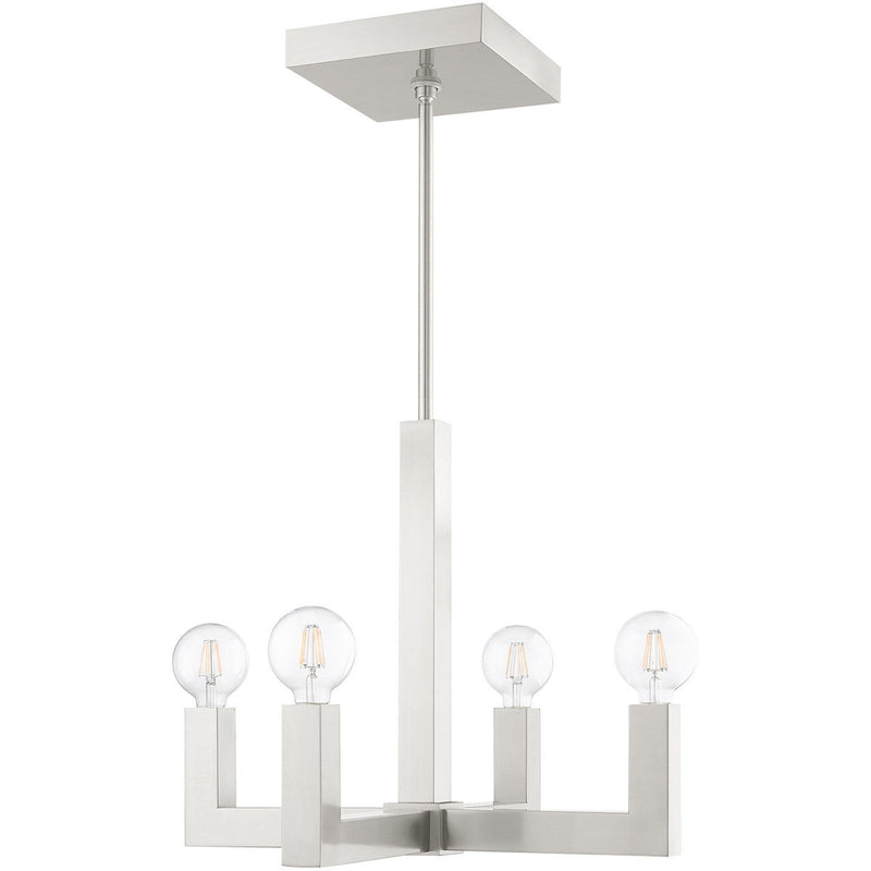 18'' Four Light Dimmable Chandelier With Shades - Nickel