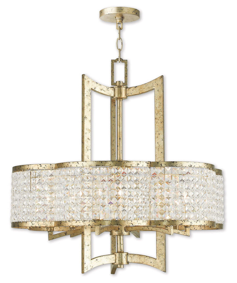 26" Six Light Dimmable Chandelier With Shades - Gold
