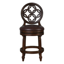 Load image into Gallery viewer, Faux Leather Solid Wood Counter Height Swivel Bar Chair - Dark Brown / Walnut
