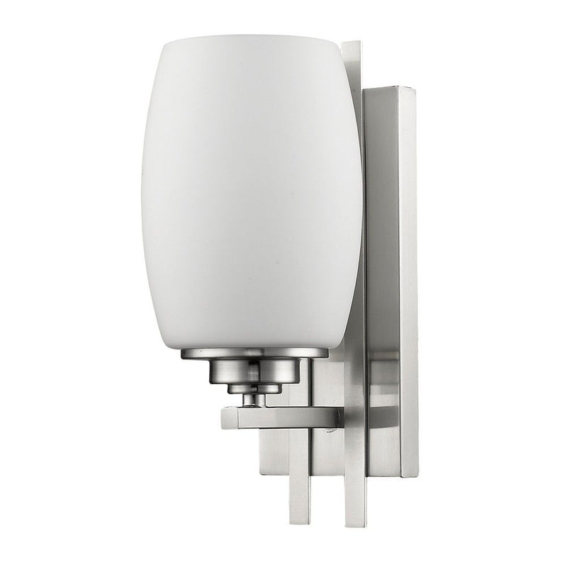 Geometric Wall Sconce With Frosted Glass Shade - Silver