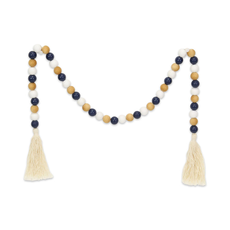 Hand Painted Decorative Tassel - Blue / Natural / White