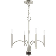 Load image into Gallery viewer, 22" Four Light Metal Dimmable Chandelier With Shades - Nickel
