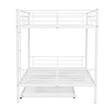 Load image into Gallery viewer, Full Over Full Metal Bunk Bed with Trundle, White
