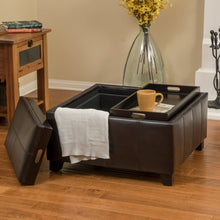 Load image into Gallery viewer, Contemporary Ottoman With Storage And Tray Tops - Brown

