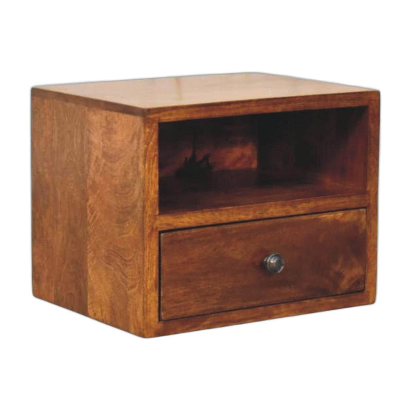 12'' Solid Wood One Drawer Floating Nightstand - Chestnut