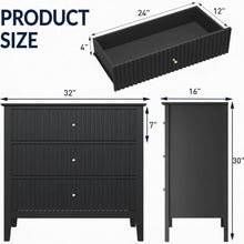Load image into Gallery viewer, Fluted 3 Drawer Nightstand With Soft Close Slides
