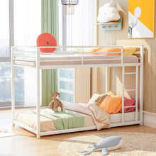 Load image into Gallery viewer, Twin over Twin Metal Bunk Bed, Low Bunk Bed with Ladder,White(OLD SKU:MF197033AAK)
