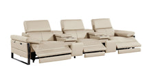 Load image into Gallery viewer, Top Grain Leather Reclining Metal USB Sofa (720343) - Beige
