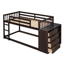 Load image into Gallery viewer, Twin over Twin Bunk Bed with 4 Drawers and 3 Shelves-Espresso(OLD SKU: LP000067AAP)
